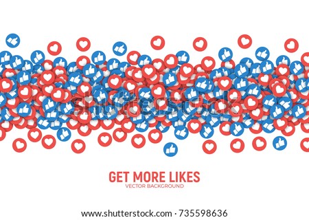 Vector 3D Social Network Like Icons Abstract Conceptual Illustration Isolated on White Background. Design Elements for Web, Internet, App, Analytics, Promotion, Marketing, SMM, CEO, Business