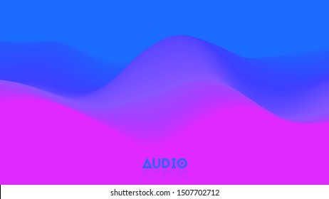 Vector 3d solid surface audio wavefrom. Abstract music waves oscillation spectrum. Futuristic sound wave visualization. Colorful impulse pattern. Synthetic music technology sample.