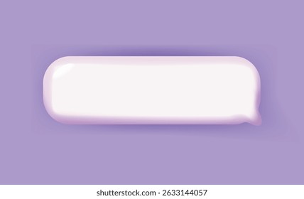 Bolha de fala 3D vetorial em plano de fundo roxo