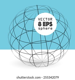 Vector 3d sphere construction with shadow and text box on blue background for design, graphic elements, EPS 8