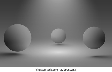 Vector 3d spheres. Vector illustration. Vector illustration of 3d colored spheres, Flying spheres, abstraction from three-dimensional figures, space with spheres, 3d objects
