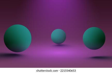 Vector 3d spheres. Vector illustration. Vector illustration of 3d colored spheres, Flying spheres, abstraction from three-dimensional figures, space with spheres, 3d objects