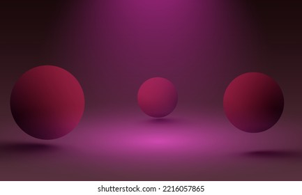 Vector 3d spheres. Vector illustration. Vector illustration of 3d colored spheres, Flying spheres, abstraction from three-dimensional figures, space with spheres, 3d objects