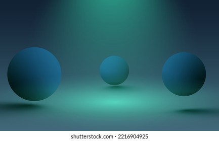 Esferas vectoriales 3d. Ilustración vectorial. Ilustración vectorial de esferas 3d de color, esferas volantes, abstracción de figuras tridimensionales, espacio con esferas, objetos 3d