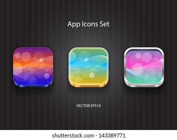Vector 3d square app icons set