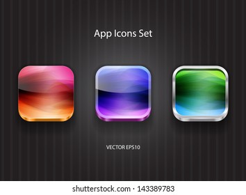 Vector 3d square app icons set