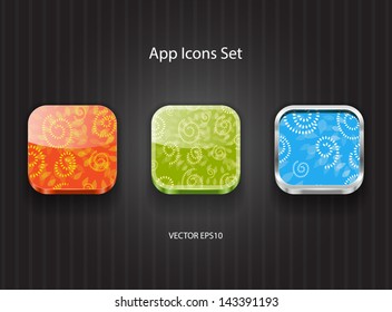 Vector 3d square app icons set