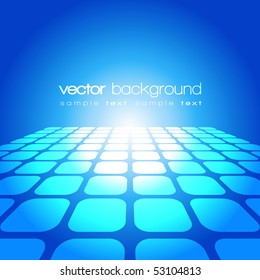 Vector 3D square on the blue background with text