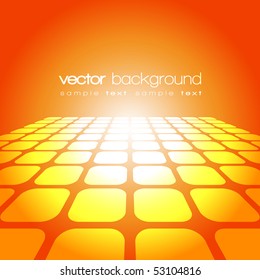Vector 3D square on the orange background with text