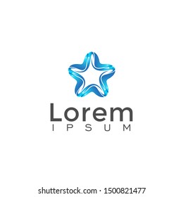 Vector 3d star logo design. with blue color strong. Creative abstract digital technology vector logo design template element. 