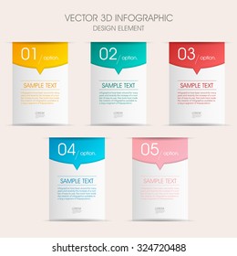 Vector 3d step label infographic design elements template for business , banners , web site , brochures
