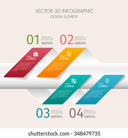 Vector 3d step label  infographic design elements template for business , banners , web site , brochures