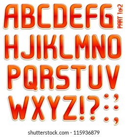 Vector 3d stiker font Part 1/2 full ABC a-z