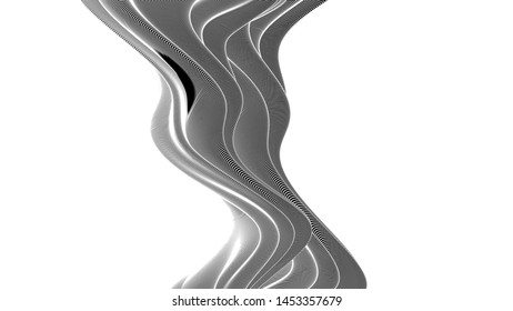 Vector 3d striped waves. Abstract composition, curve lines with copy space. Place for text. Background for presentation, wallpaper, interior wall decor. Opical illusion. Vector without gradient