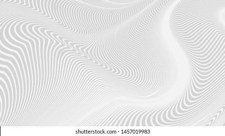 Vector 3d striped waves. Abstract composition, curve lines. Amazing three dimensional background for presentation, wallpaper, interior wall decor. Opical illusion. Vector without gradient