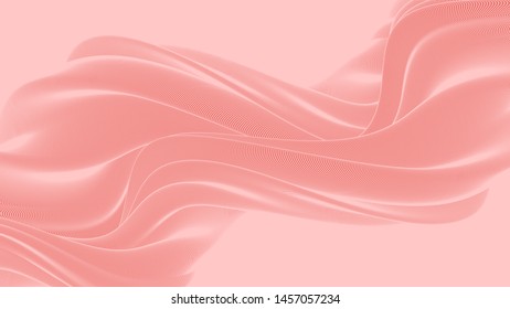 Vector 3d striped waves. Abstract composition, curve lines with copy space. Place for text. Background for presentation, wallpaper, interior wall decor. Opical illusion. Vector without gradient