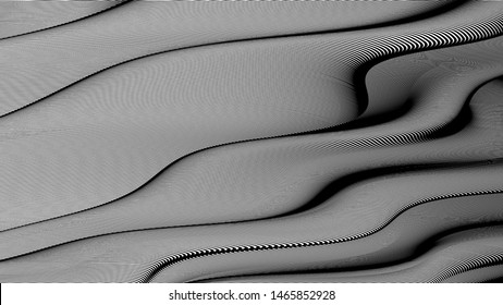 Vector 3d striped waves. Abstract composition, curve lines. Amazing three dimensional background for presentation, wallpaper, interior wall decor. Opical illusion. Vector without gradient