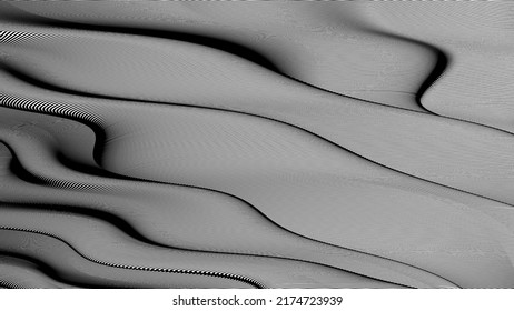 Vector 3d striped waves. Abstract composition, curve lines. Amazing three dimensional background for presentation, wallpaper, interior wall decor. Opical illusion. Vector without gradient