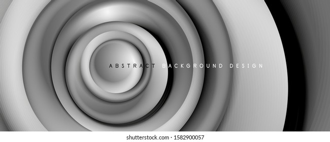 Vetor 3d estilo abstrato girar círculos, moderna techno digital trendy abstrato fundo. Ilustração vetorial para papel de parede, banner, plano de fundo, cartão, ilustração de livro, página inicial