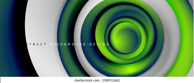 Vetor 3d estilo abstrato girar círculos, moderna techno digital trendy abstrato fundo. Ilustração vetorial para papel de parede, banner, plano de fundo, cartão, ilustração de livro, página inicial