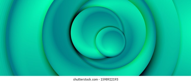 Circulos giratorios abstractos de estilo 3d, fondo abstracto moderno tecno digital de moda. Ilustración vectorial para fondo de escritorio, pancarta, fondo, tarjeta, ilustración del libro, página de inicio