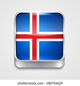 vector 3d style flag icon of iceland
