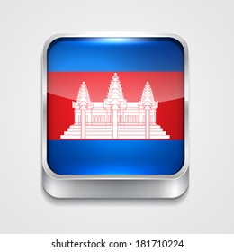 vector 3d style flag icon of Cambodia