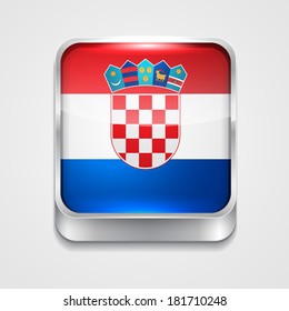 vector 3d style flag icon of Croatia