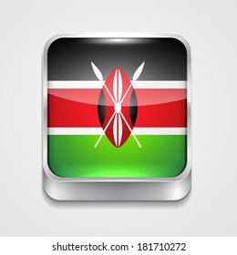 vector 3d style flag icon of Kenya