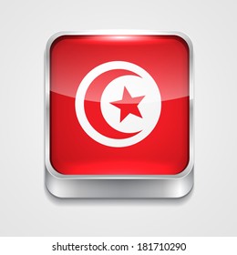vector 3d style flag icon of Tunisia
