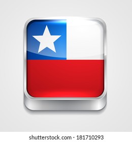 vector 3d style flag icon of Chile