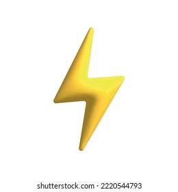 Vector 3d style flash or lightning icon on white background