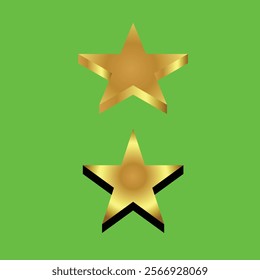 Vector 3D style Golden Star Vector Illustration on Green Background, Shiny Metallic Star Design – Perfect for Awards and Celebrations