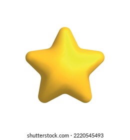 Vector 3d style rounded simple star icon isolated on white background