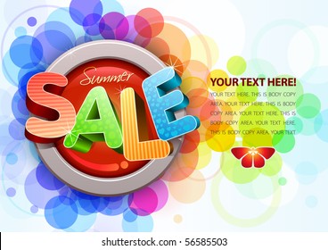 Vector 3d summer sale design template. All elements are layered separately. Easy editable eps10 file.