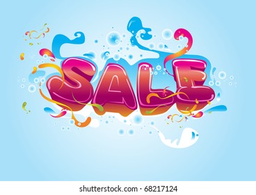 Vector 3D summer sale design template