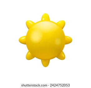 Vector 3d sun icon. Yellow cartoon emoji illustration, isolated on white background. Cute summer emoticon , weather symbol
