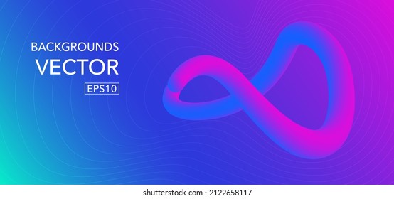 Vector 3d symbol.Abstract background of an infinity sign. Dynamic curve. Element for design. Vector illustration.