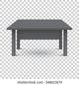 Vector 3d table for object presentation. Empty black top table on isolated background.