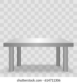 Vector 3d table for object presentation. Empty white top table isolated on transparent background. 