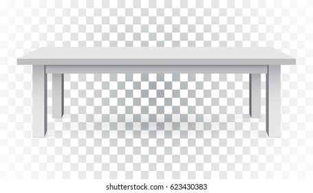 Vector 3d table for object presentation. Empty white top table on isolated background.