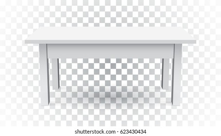 Vector 3d table for object presentation. Empty white top table on isolated background.