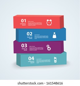 Vector 3d template. Four boxes with place for your content. Abstract colorfully template. 