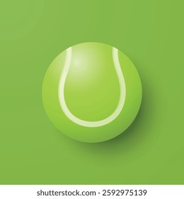 Vector 3d Tennis Ball Icon is on the Green Background Closeup. Tennis Ball Design Template, Sports Concepts, Competition Promotions, Advertisements, Graphics for a Tennis Event. Sports Background