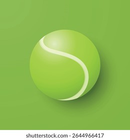 Vector 3d Tennis Ball Icon is on the Green Background Closeup. Tennis Ball Design Template, Sports Concepts, Competition Promotions, Advertisements, Graphics for a Tennis Event. Sports Background