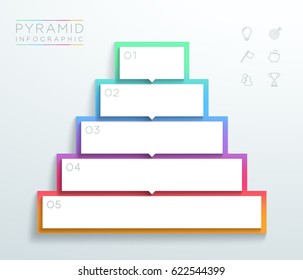 Vector 3d Text Boxes 1 To 5 Stacked Pyramid Infographic B