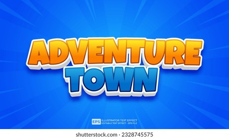 Vector 3d text editable adventure town text effect font.