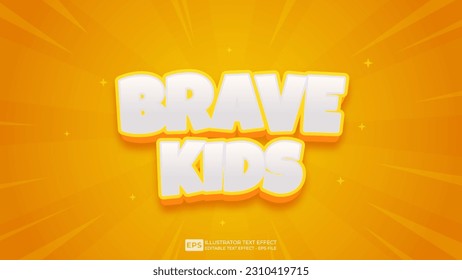 Vector 3d text editable brave kids text effect font.