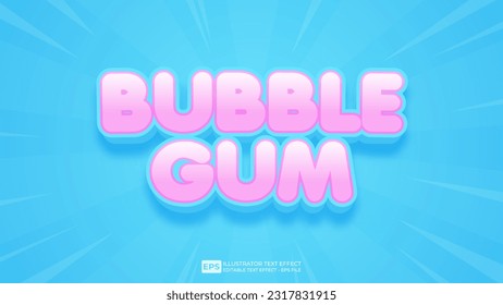 Vector 3d text editable bubble gum text effect font.