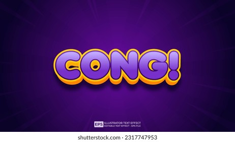 Vector 3d text editable cong text effect font.